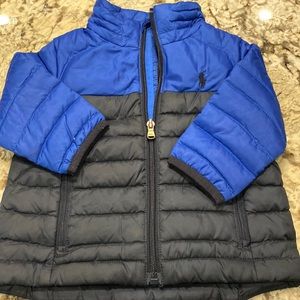 EUC blue and navy Polo puffer jacket